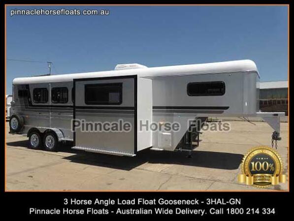2025 Pinnacle Horse Floats 3 Horse Angle Load Gooseneck Float 3hal-g Square Front End With Slideout image