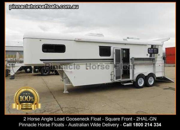 2025 Pinnacle Horse Floats 2 Horse Angle Load Gooseneck Float 2hal-g Square Front With Slideout image