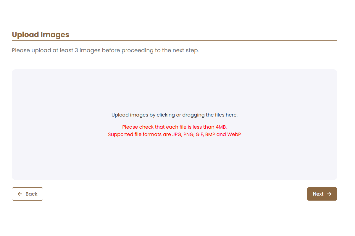 Step 2 upload images